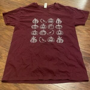 Maroon T-Shirt with Pumpkin design